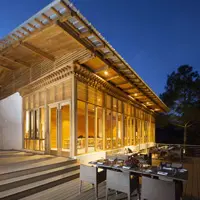 the hotel building with bhutanese style