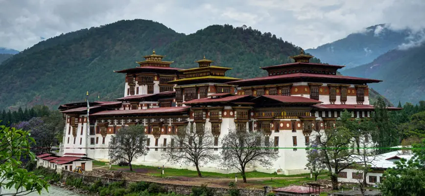 the Punakha Dzong on the river bank