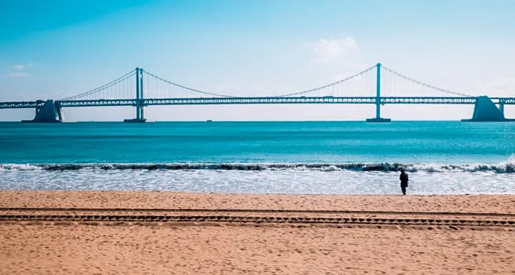 Haeundae Beach Gwangan Bridge of Busan