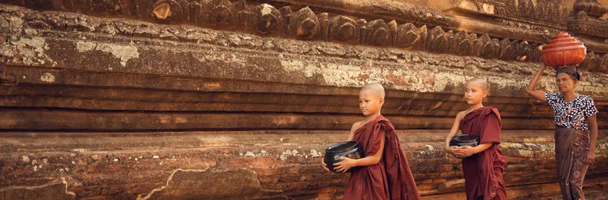 Two novices and a local granny in the village of Bagan