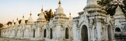 White chambers housing important Buddhism scriptures at Kuthdow Pagoda